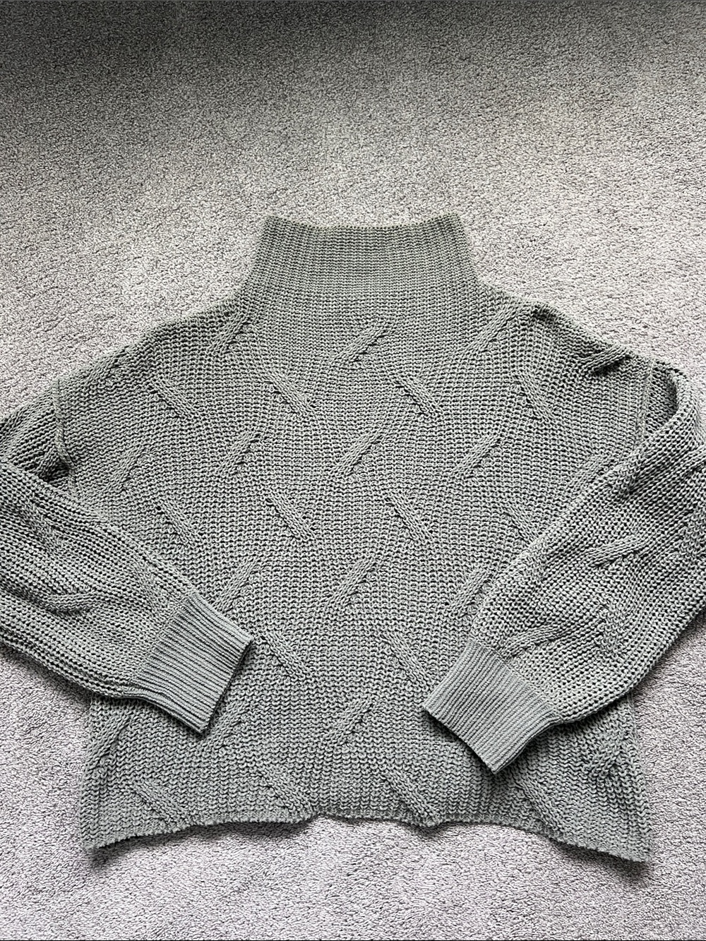 Women's Light Gray Cable Turtleneck Sweater